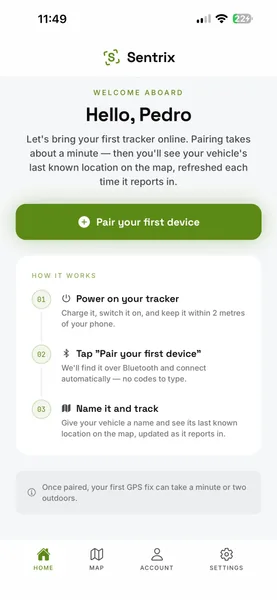Sentrix app &middot; Onboarding