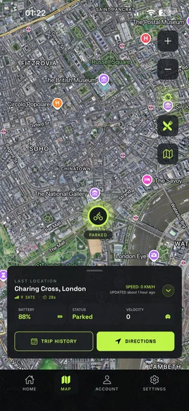 Sentrix app &middot; Map, parked
